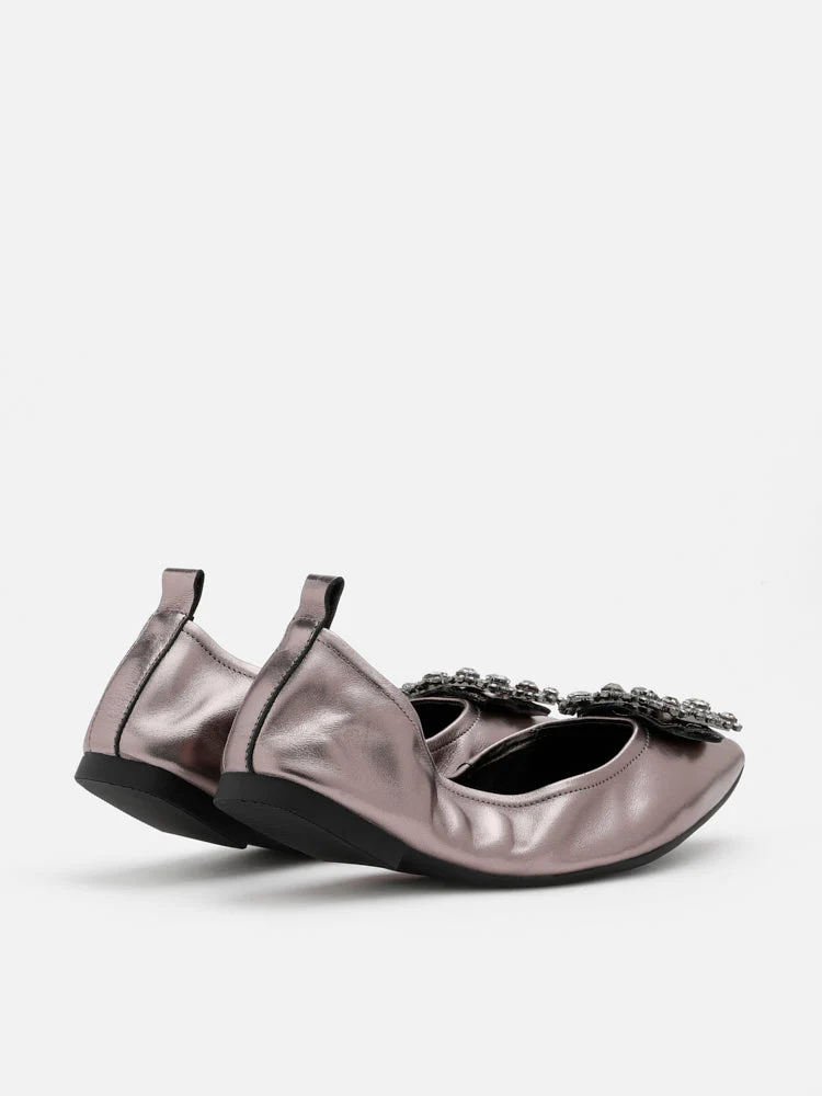 Helene Crystal Buckle Foldable Flats - Image 6