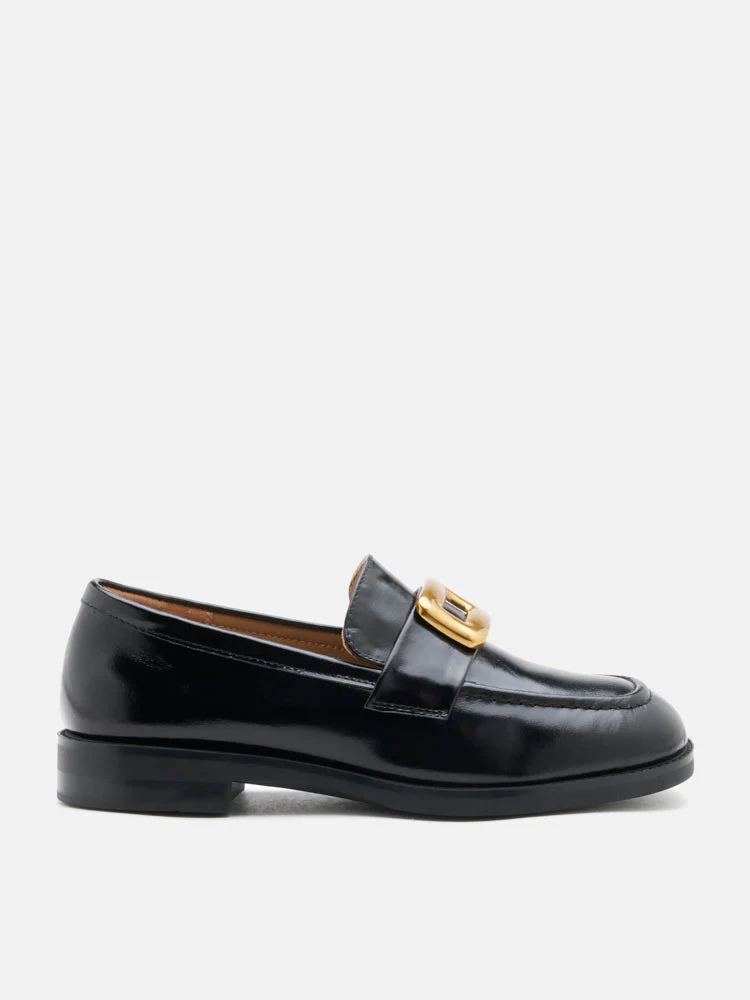 Nadine Gold Buckle Square Toe Loafers - Image 12