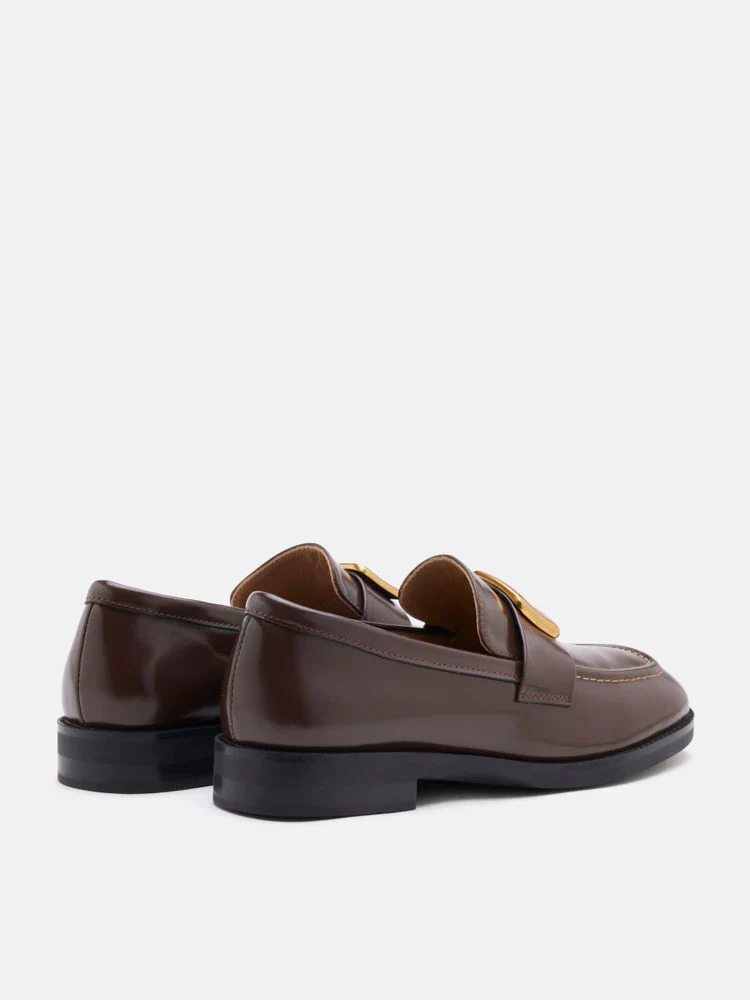 Nadine Gold Buckle Square Toe Loafers - Image 8