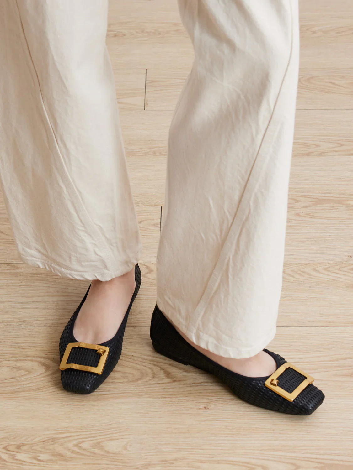 Wren Buckle Woven Foldable Flats - Image 9