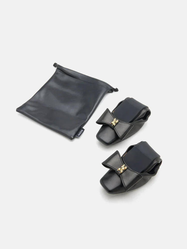 Madeline Studded Bow Foldable Flats - Image 16