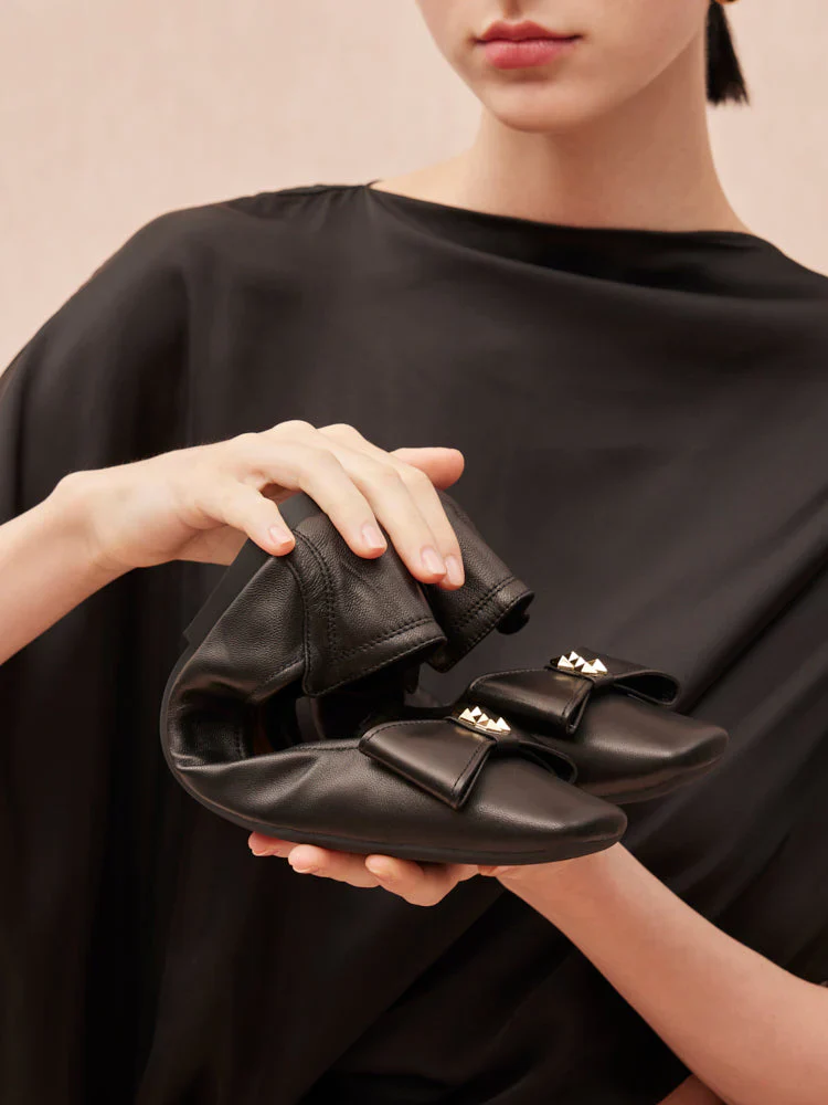 Madeline Studded Bow Foldable Flats - Image 17