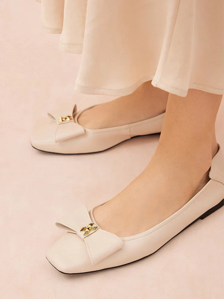 Madeline Studded Bow Foldable Flats - Image 9