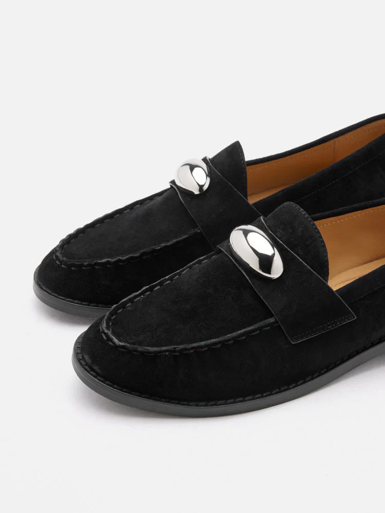 Lilibet Suede Metal-Buckle Loafers - Image 10