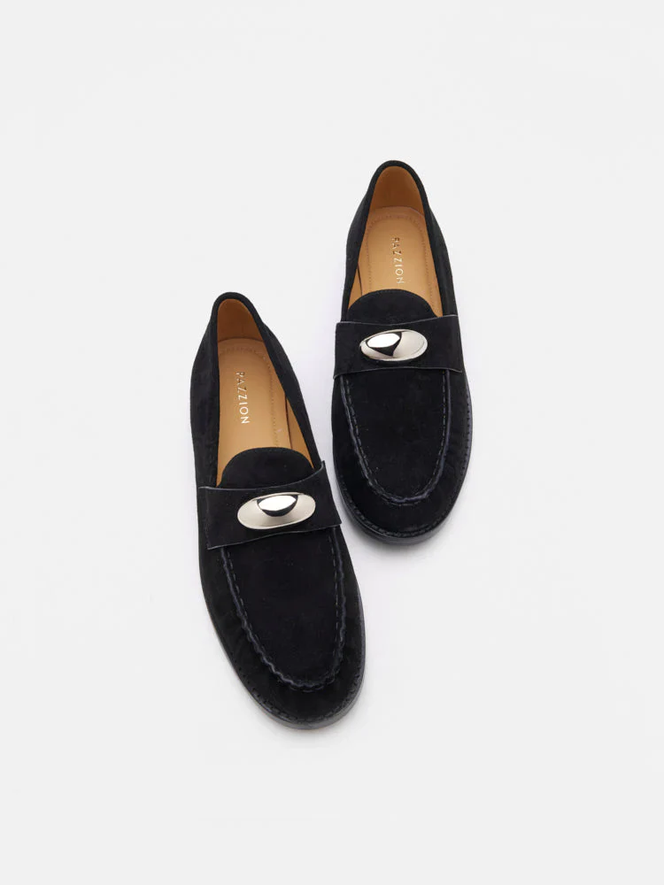 Lilibet Suede Metal-Buckle Loafers - Image 13