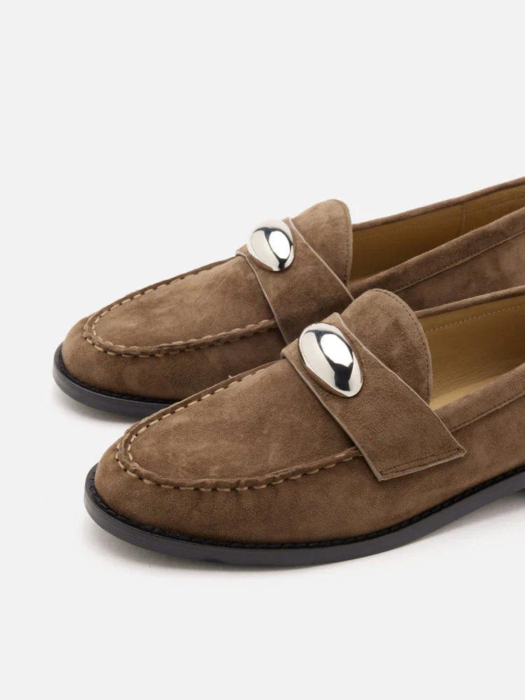 Lilibet Suede Metal-Buckle Loafers - Image 3