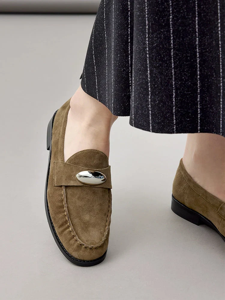 Lilibet Suede Metal-Buckle Loafers - Image 6