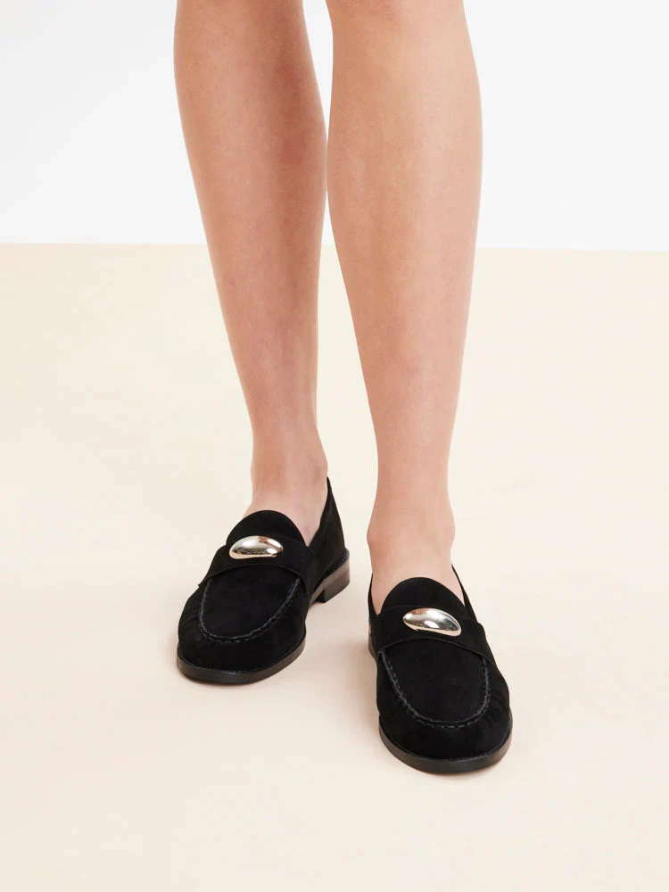 Lilibet Suede Metal-Buckle Loafers - Image 9