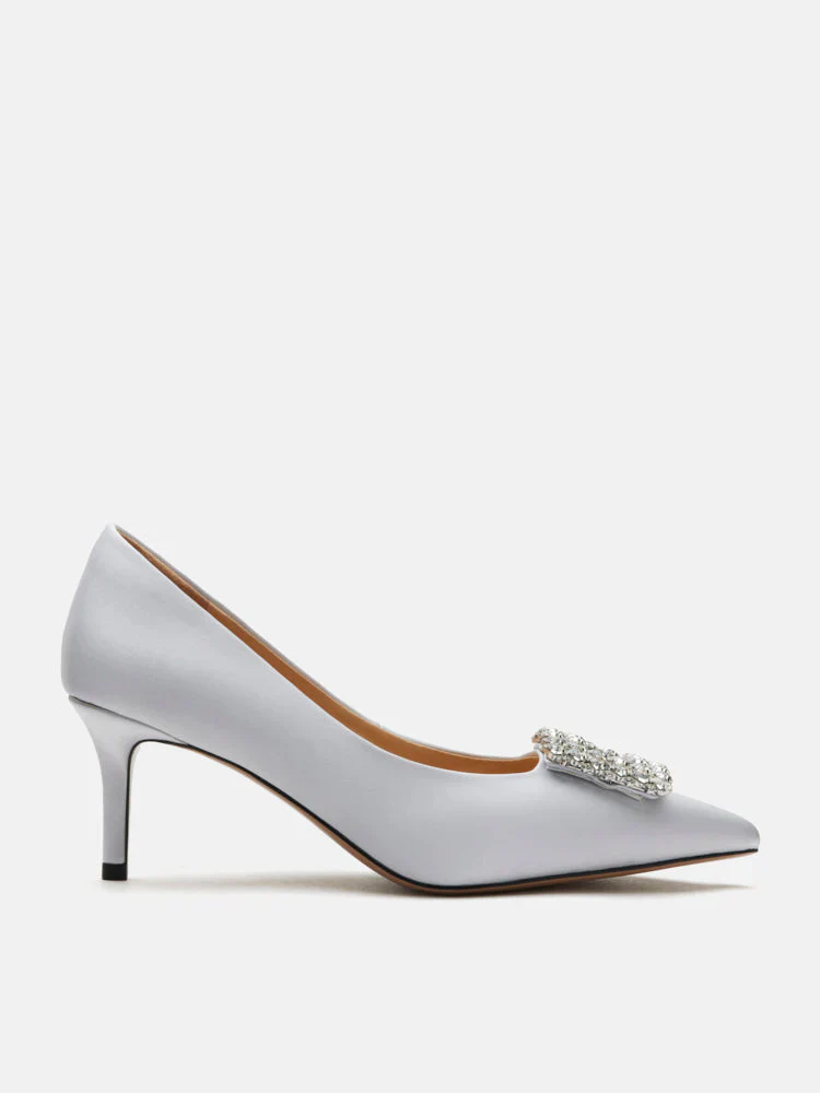 Cara Crystal Embellished Silk Heels - Image 12