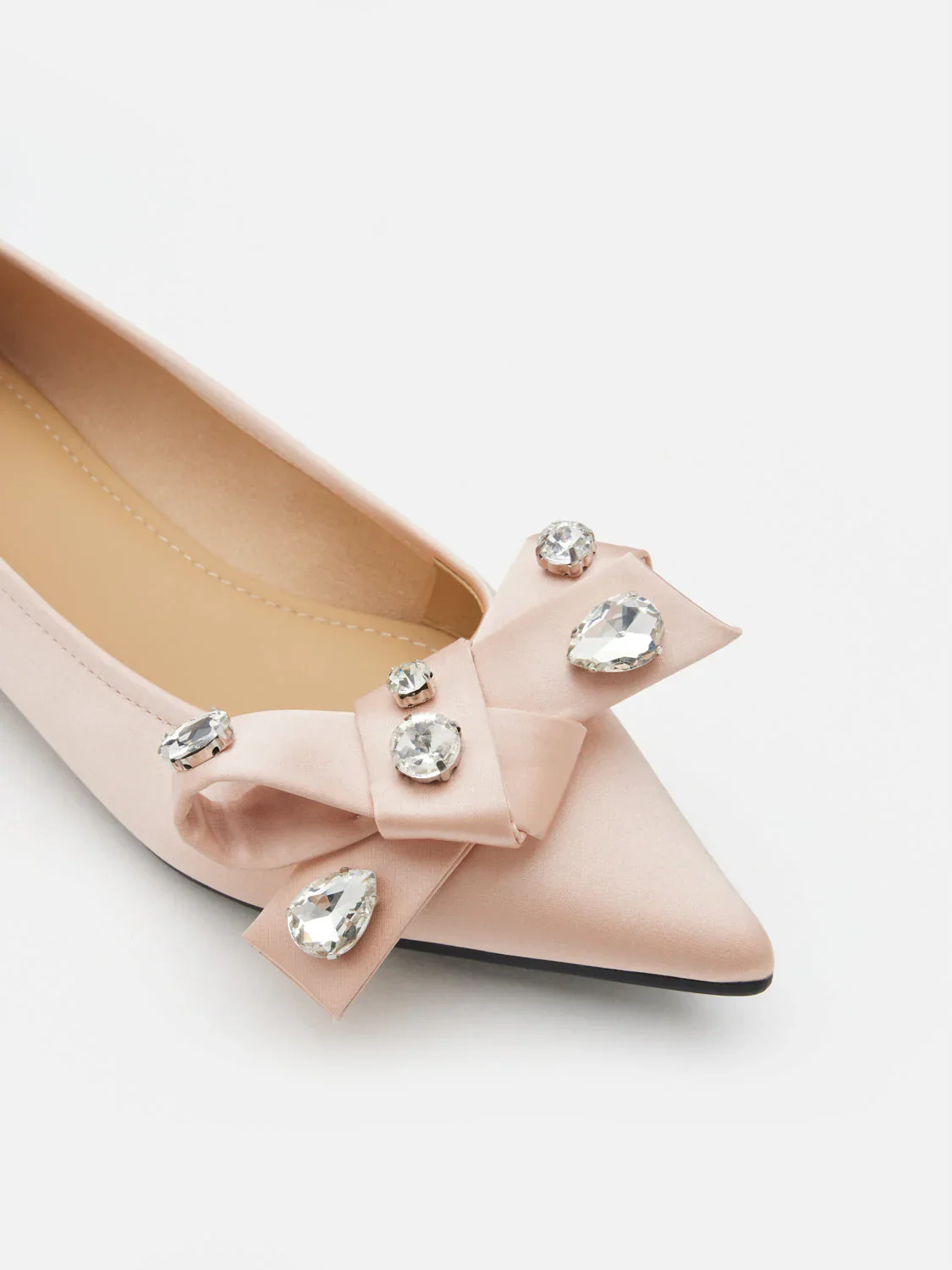 Carine Diamante Embellished Silk Flats - Image 3