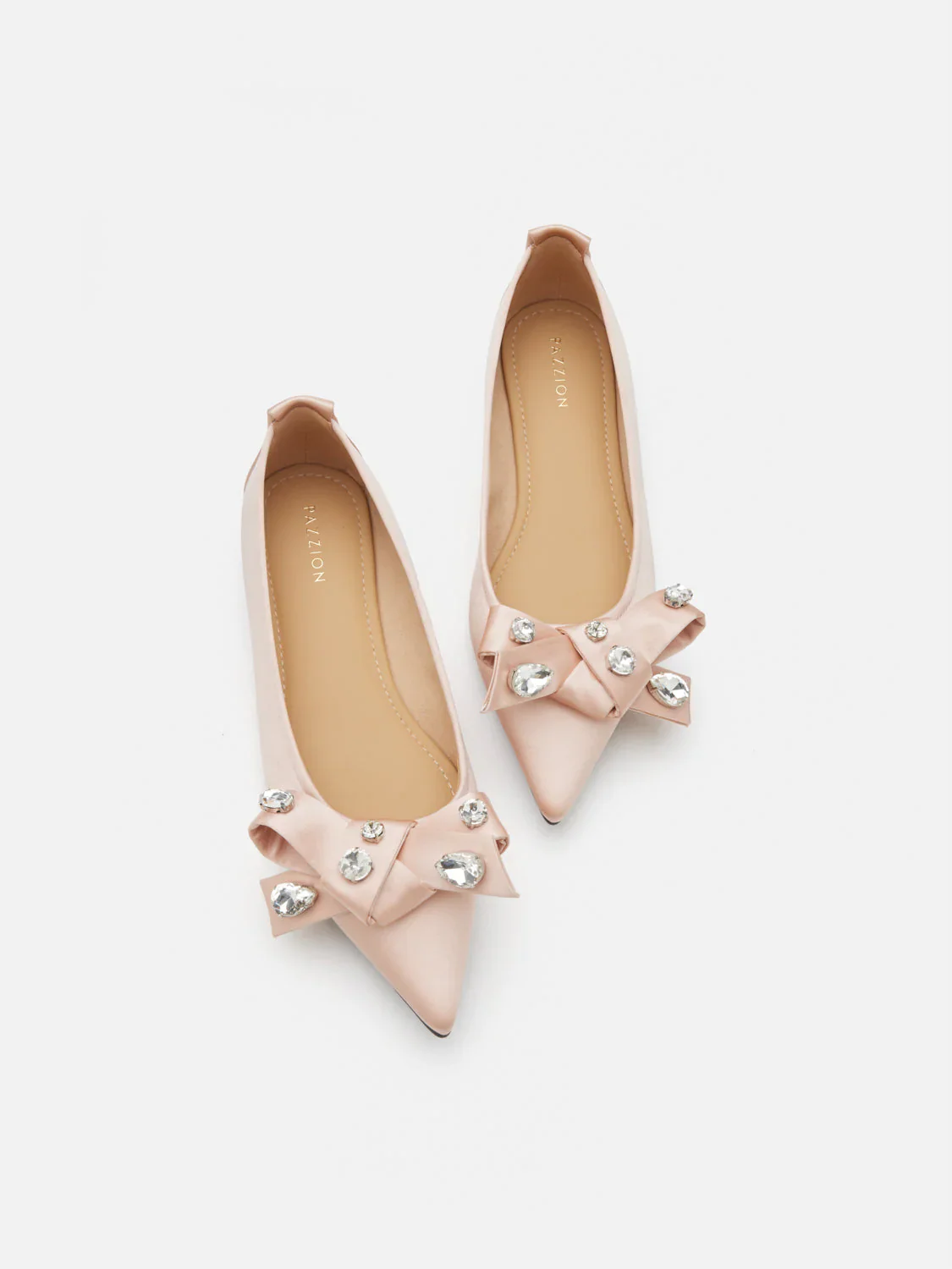 Carine Diamante Embellished Silk Flats - Image 5