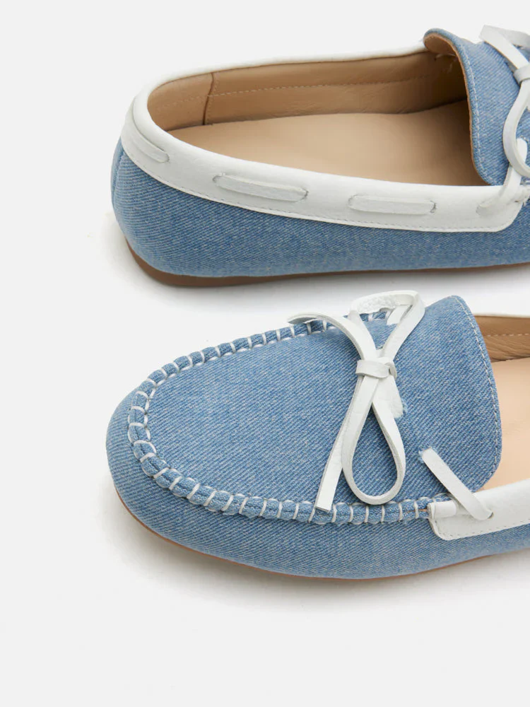 Glenda Denim Bow Moccasins - Image 11