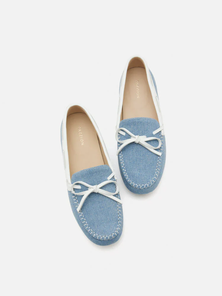 Glenda Denim Bow Moccasins - Image 14