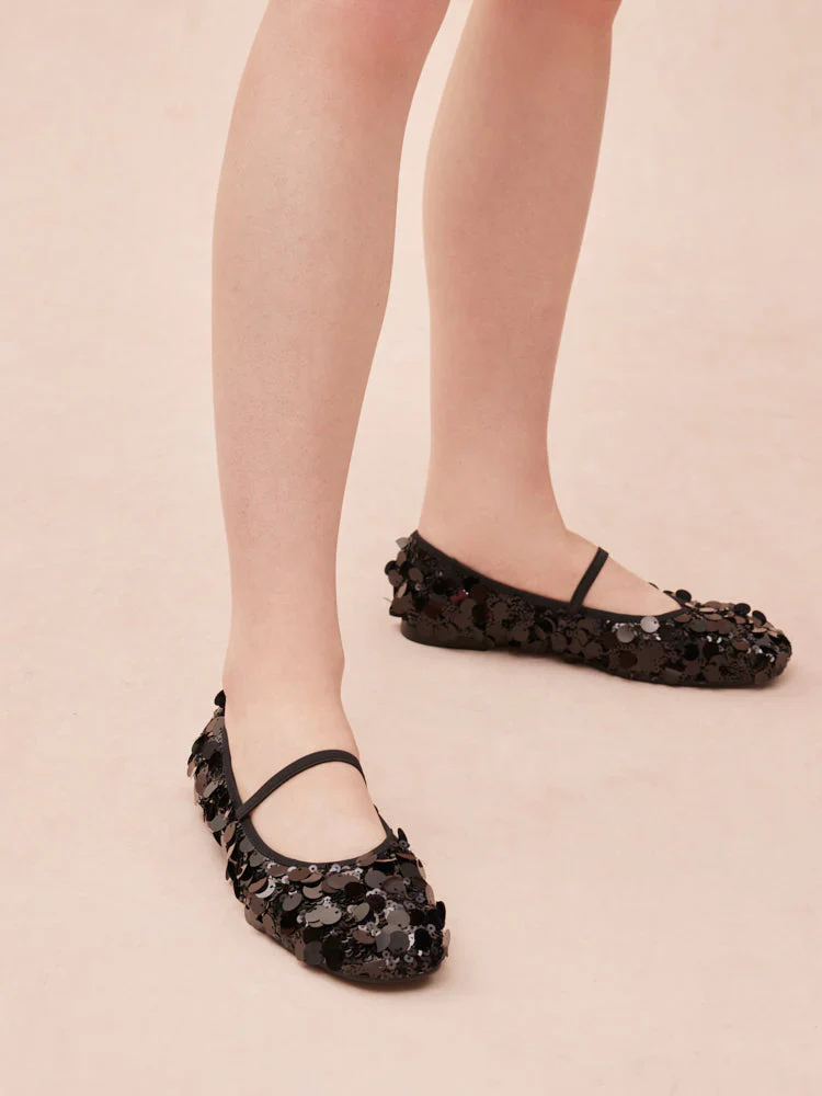 Christa Sequin Webbed Mary Janes - Image 13