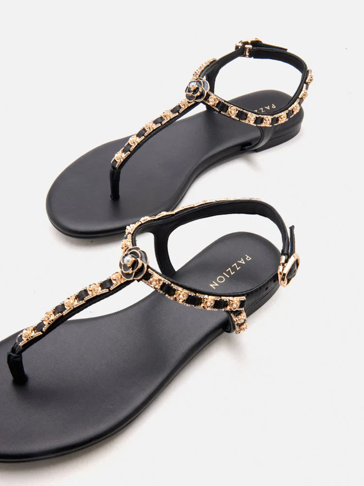 Camelia Embellished T-bar Sandals - Image 10