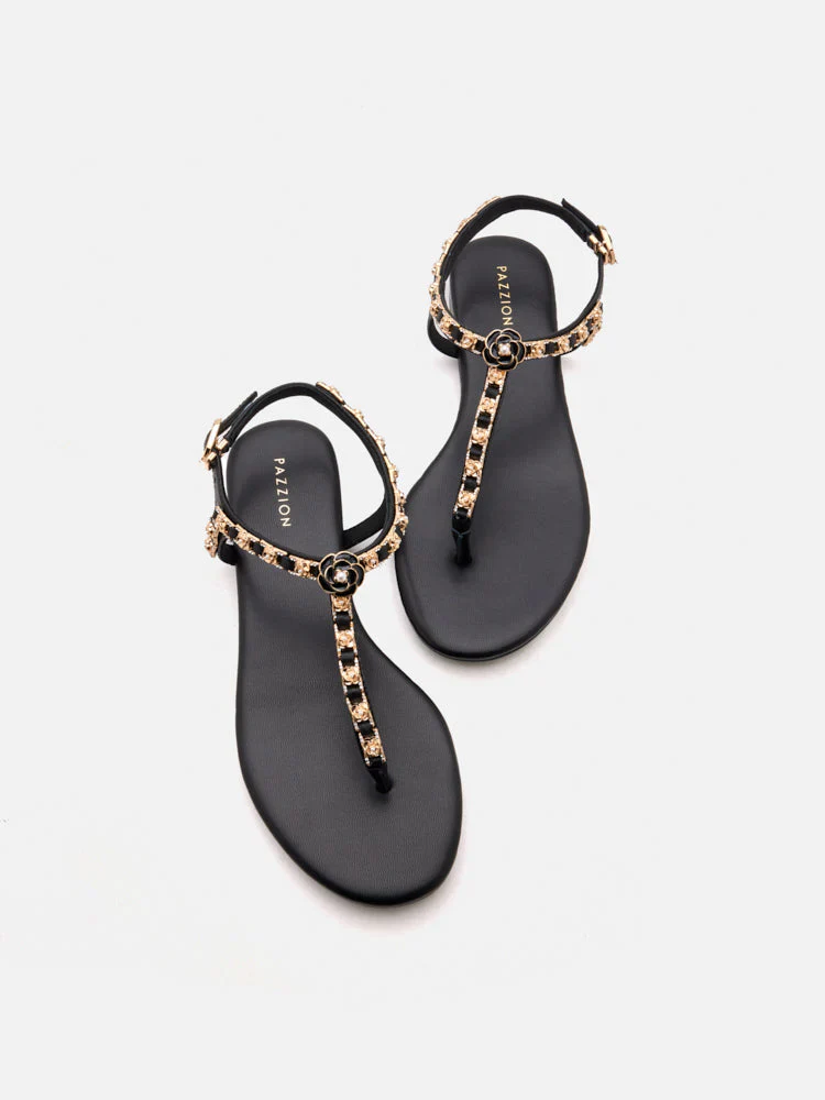Camelia Embellished T-bar Sandals - Image 13