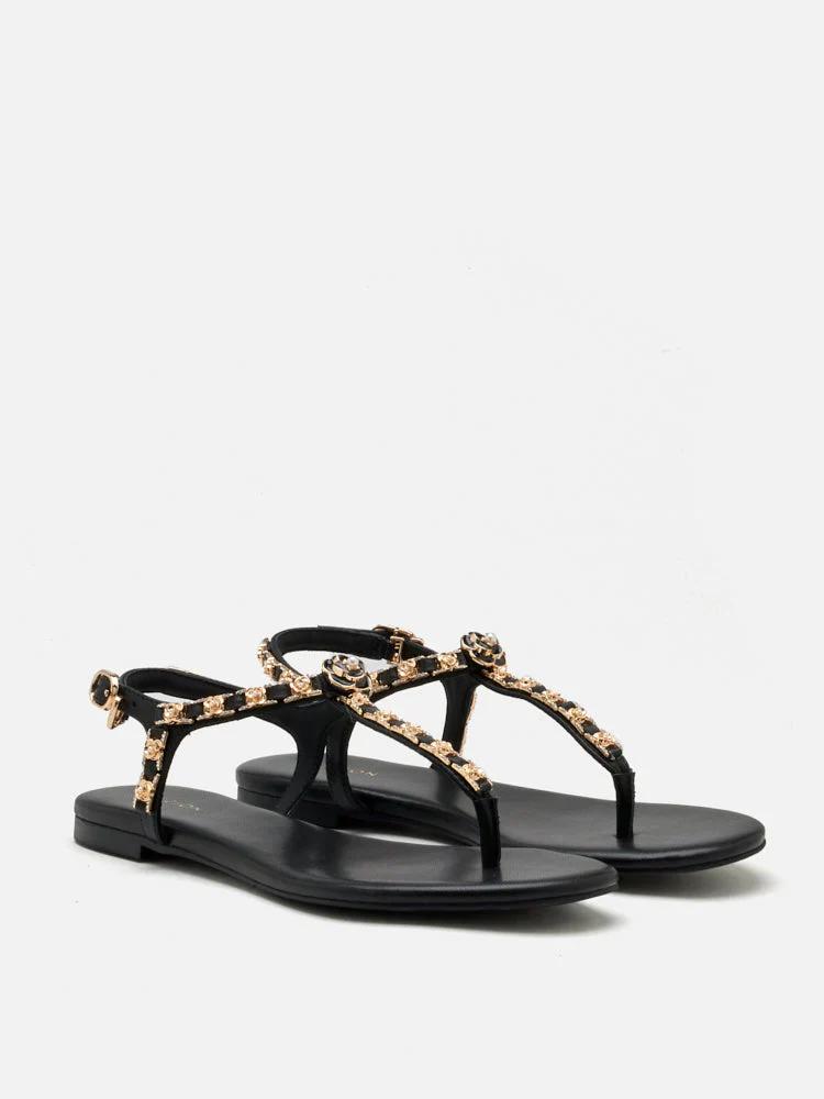 Camelia Embellished T-bar Sandals - Image 8