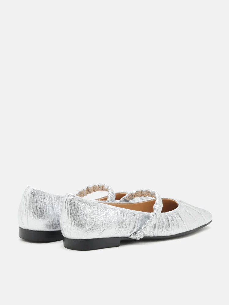 Vivianne Metallic Ruched Strap Flats - Image 14