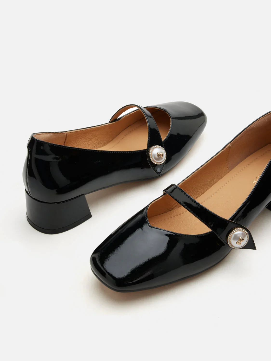 Viorina Crystal Pearl Leather Mary Jane Heels - Image 10