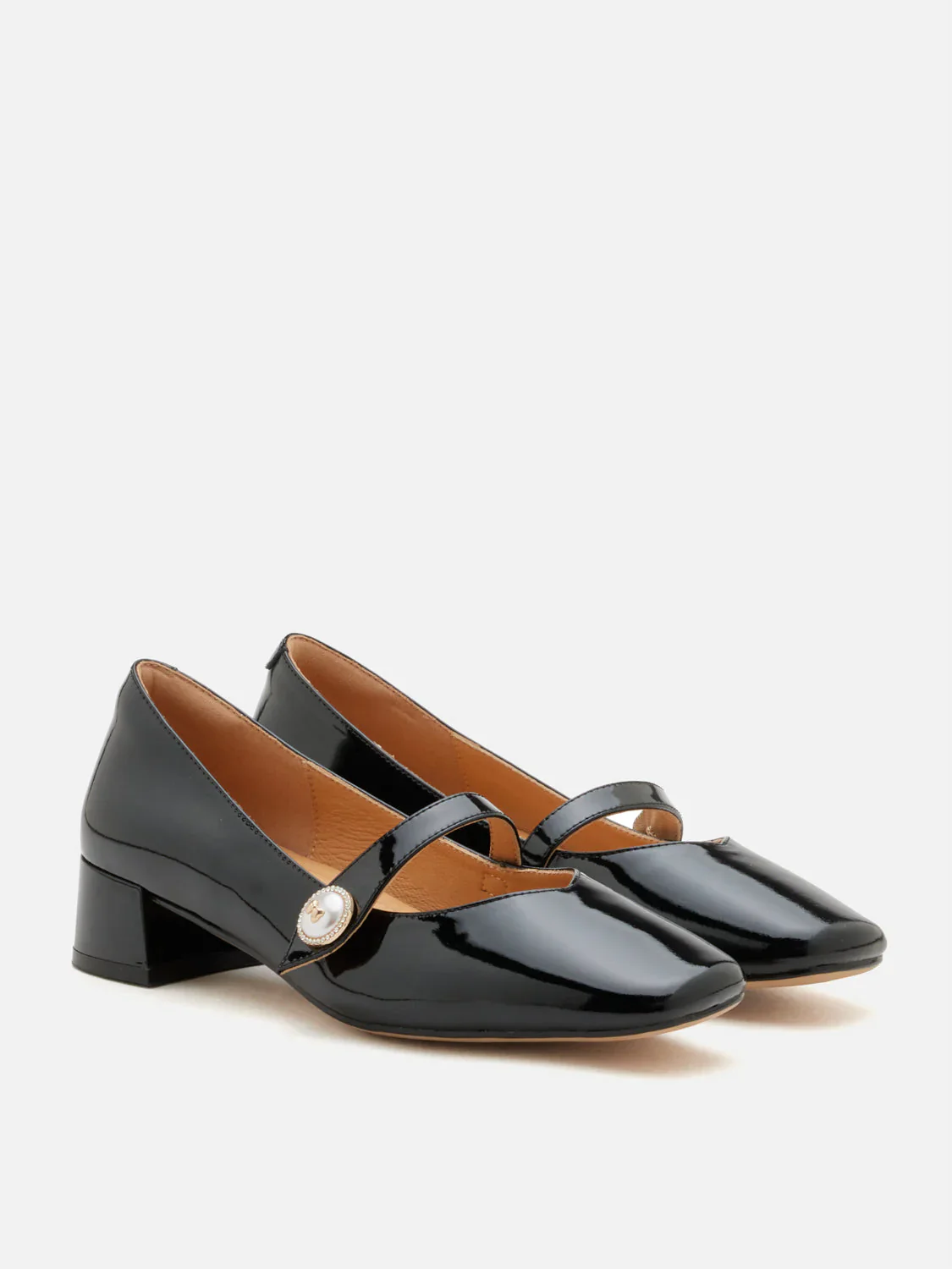 Viorina Crystal Pearl Leather Mary Jane Heels - Image 8