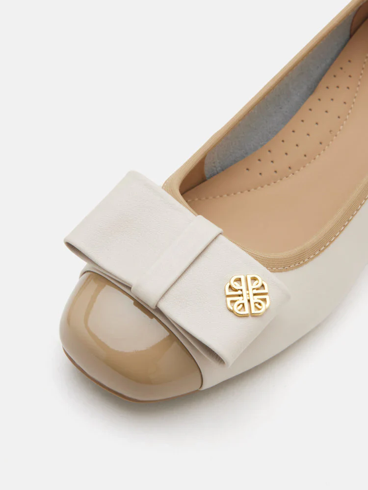 Leanna Leather Bow Low Block Heels - Image 3