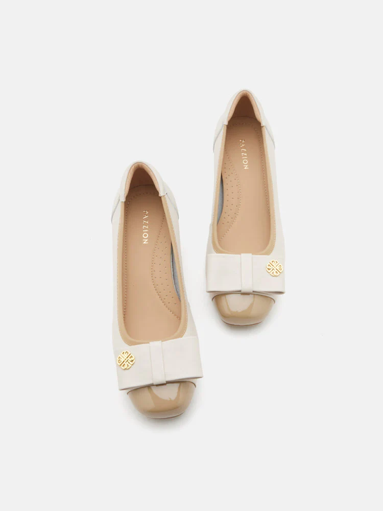 Leanna Leather Bow Low Block Heels - Image 6
