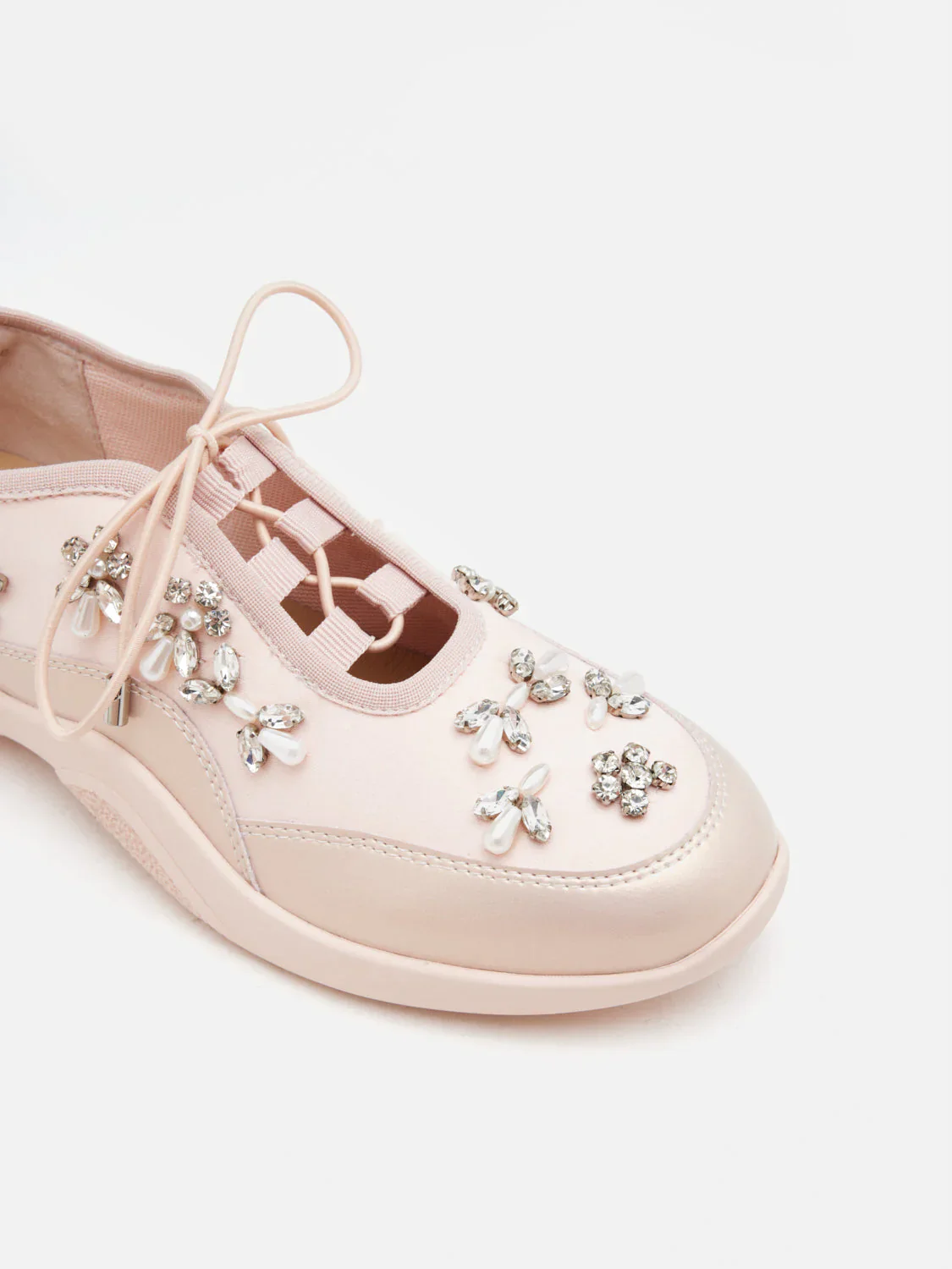 Isabeli Crystal-Embellished Lace-Up Sneakers - Image 3