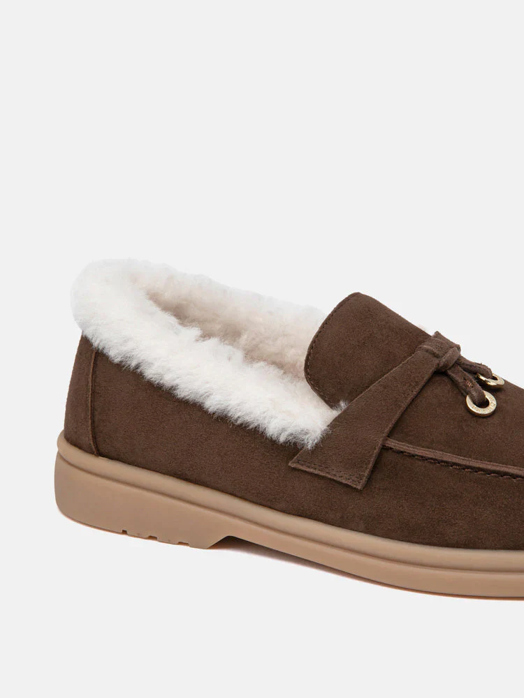 Phemia Knot Detail Wool-Lined Suede Loafers - Image 10