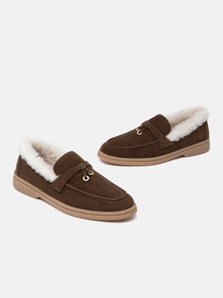 Phemia Knot Detail Wool-Lined Suede Loafers - Image 11