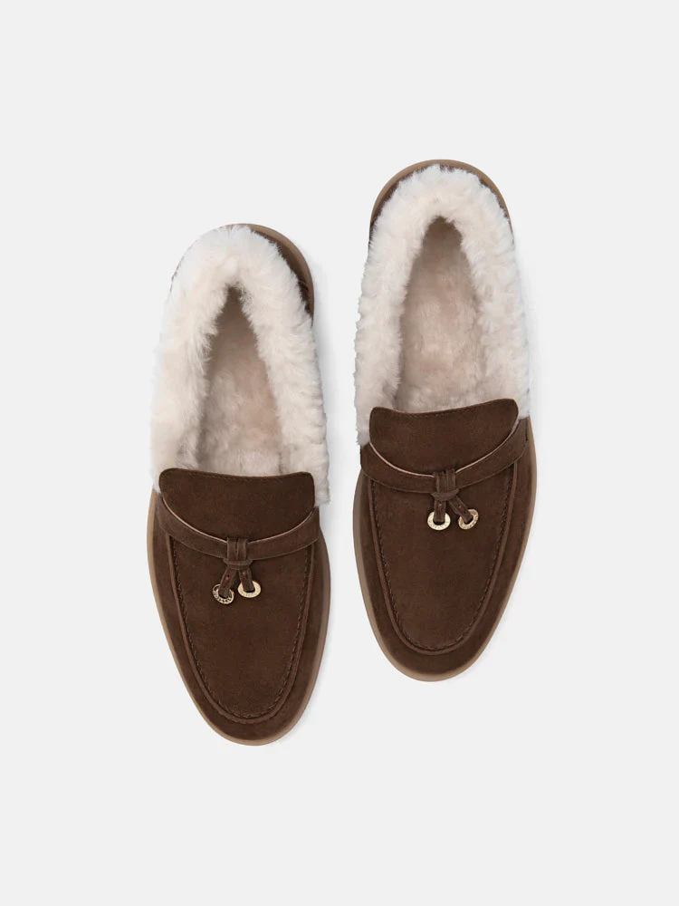 Phemia Knot Detail Wool-Lined Suede Loafers - Image 13