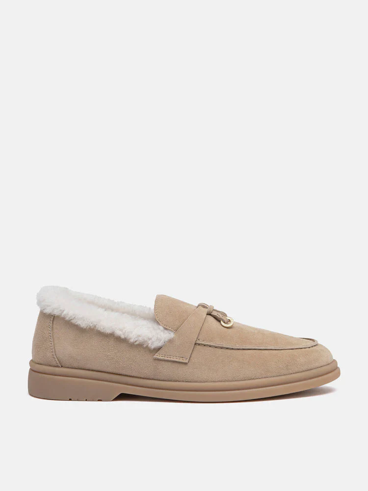 Phemia Knot Detail Wool-Lined Suede Loafers - Image 4