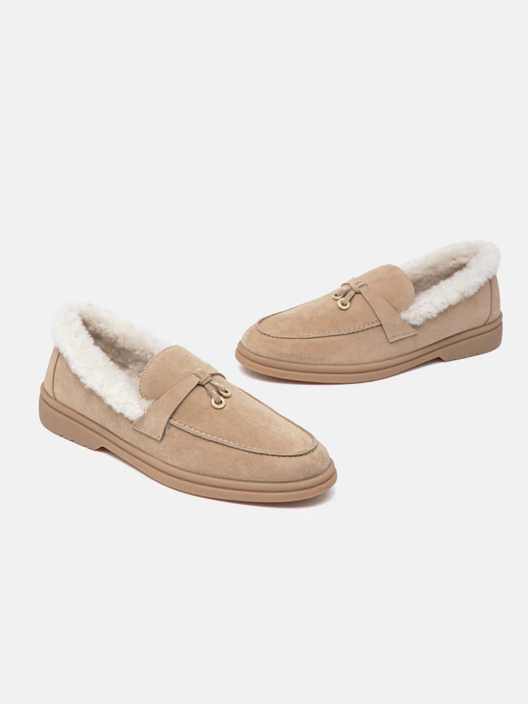 Phemia Knot Detail Wool-Lined Suede Loafers - Image 6