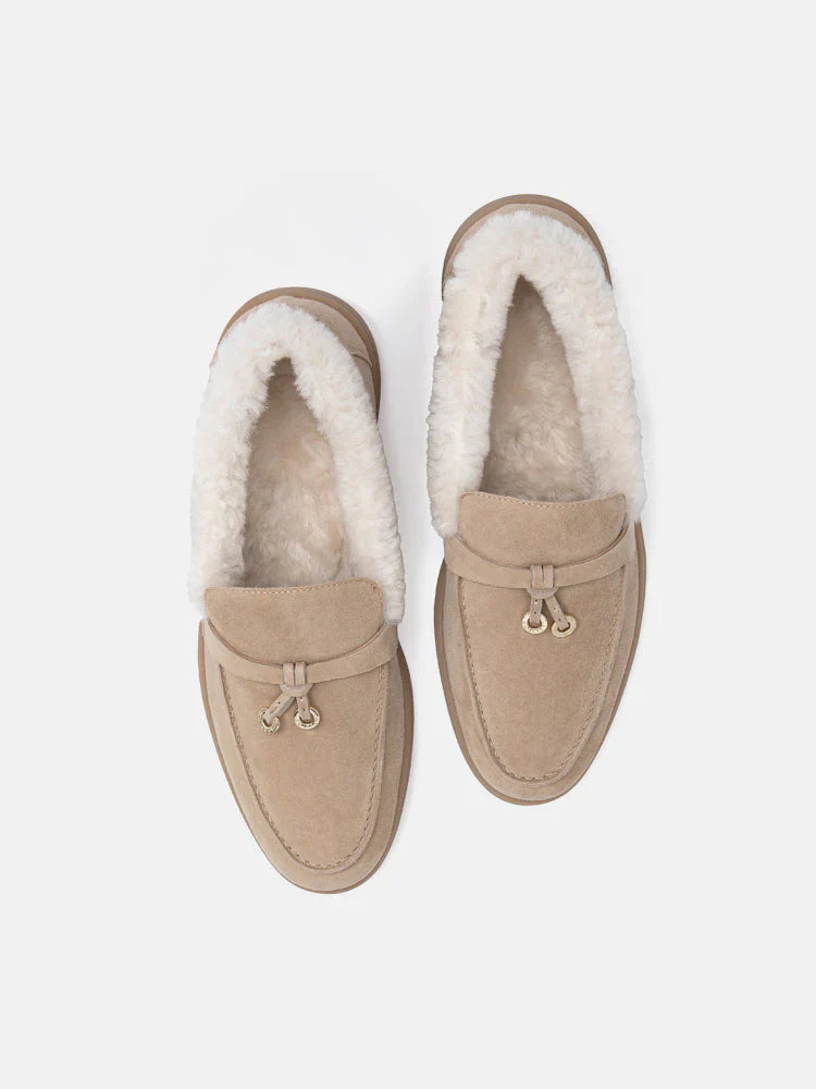 Phemia Knot Detail Wool-Lined Suede Loafers - Image 7