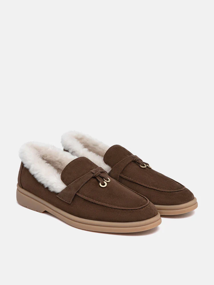 Phemia Knot Detail Wool-Lined Suede Loafers - Image 9
