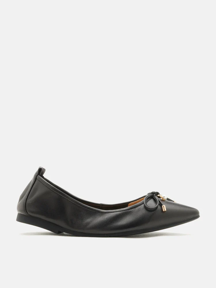 Yara Pearl Bow Pointed Toe Foldable Flats - Image 13