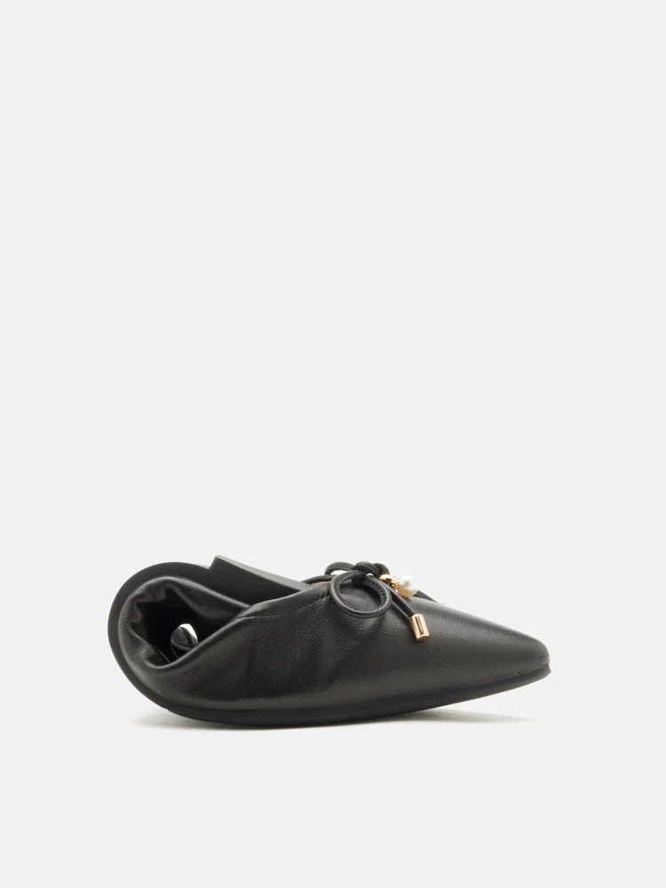 Yara Pearl Bow Pointed Toe Foldable Flats - Image 14
