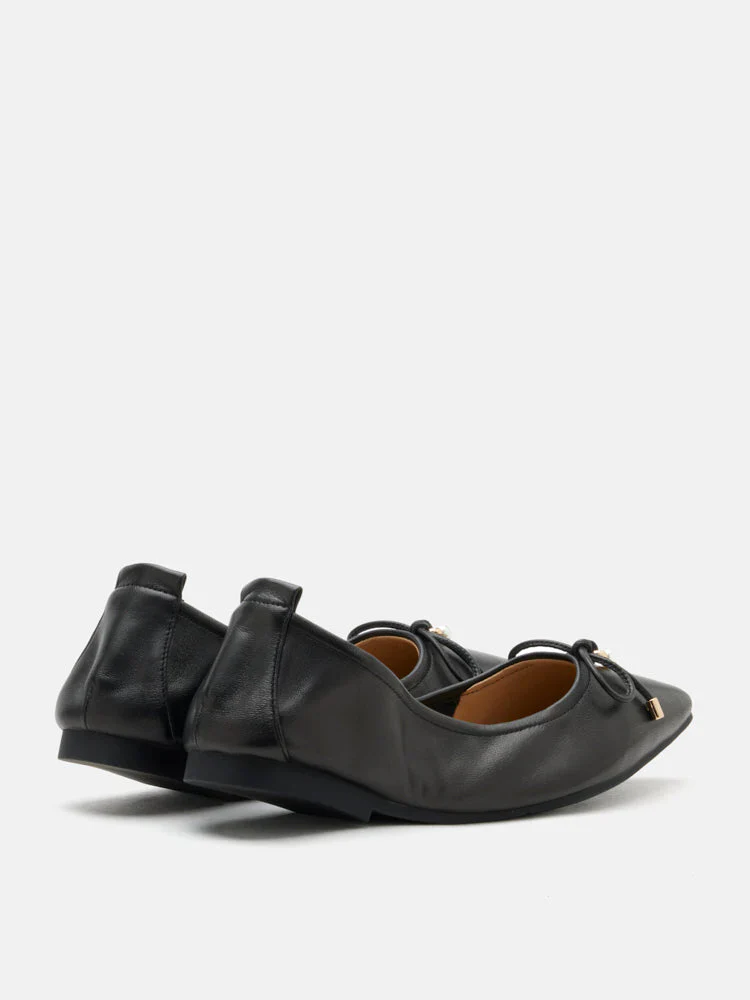 Yara Pearl Bow Pointed Toe Foldable Flats - Image 17