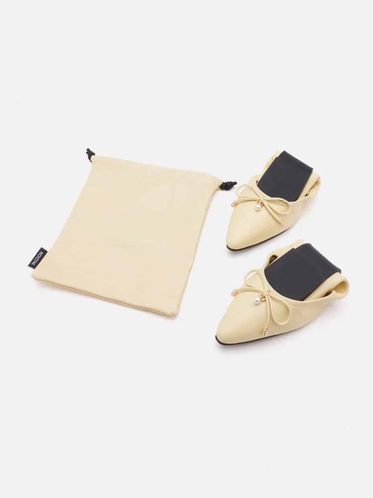 Yara Pearl Bow Pointed Toe Foldable Flats - Image 3
