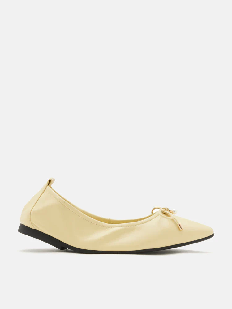 Yara Pearl Bow Pointed Toe Foldable Flats - Image 5