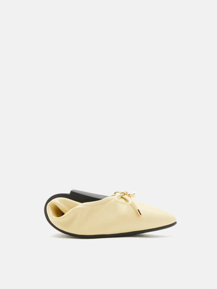 Yara Pearl Bow Pointed Toe Foldable Flats - Image 6
