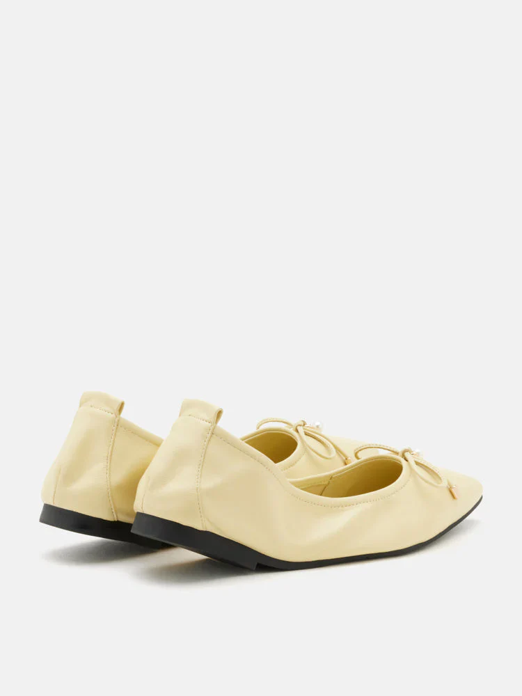 Yara Pearl Bow Pointed Toe Foldable Flats - Image 9