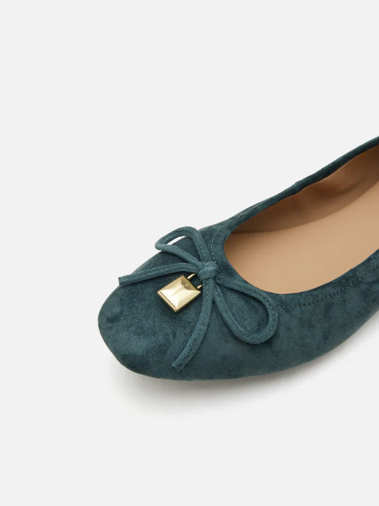 Daria Accented Suede Bow Flats - Image 10