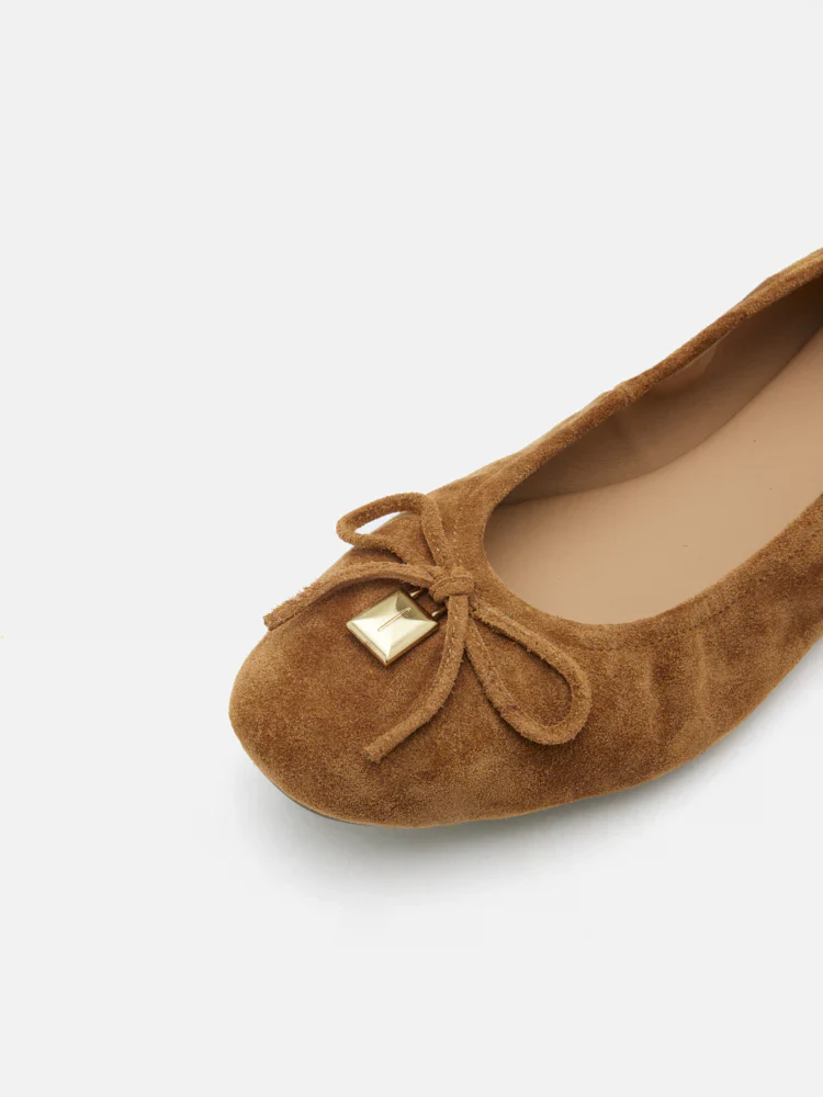 Daria Accented Suede Bow Flats - Image 3