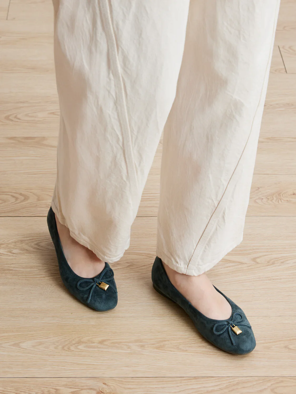 Daria Accented Suede Bow Flats - Image 9