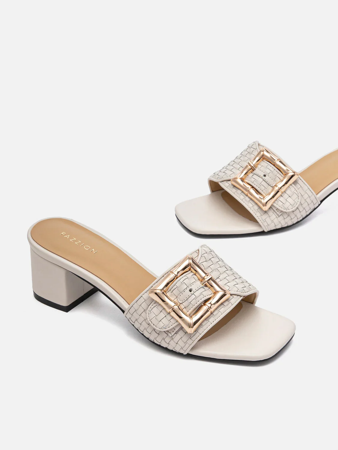 Elarise Woven Buckle Leather Heels - Image 3