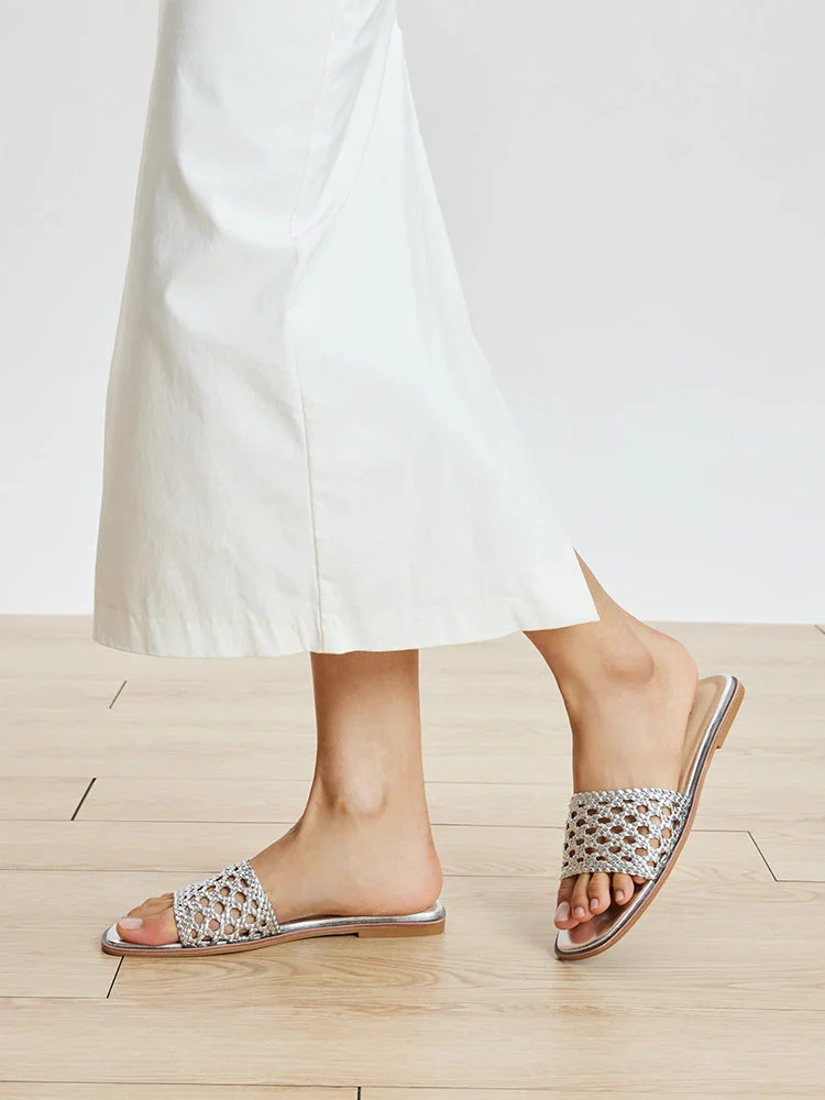 Neralyn Metallic Woven Slides - Image 9