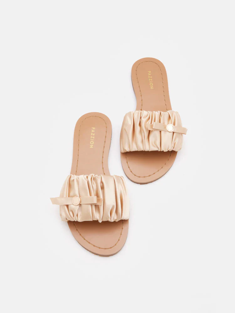 Maribel Ruched Satin Slide Sandals - Image 6
