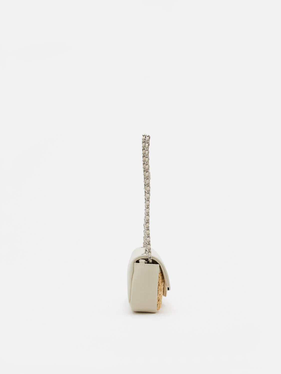 Fleur Raffia Leather Chained Crossbody Bag - Image 10