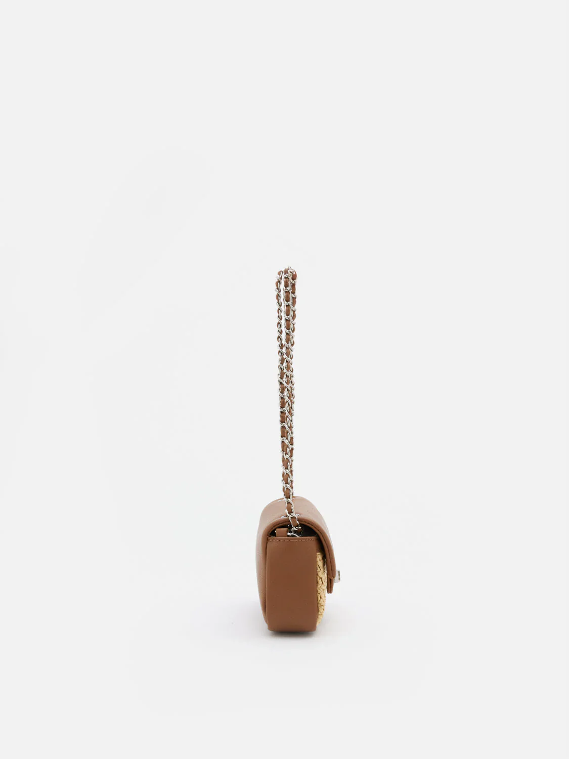 Fleur Raffia Leather Chained Crossbody Bag - Image 4