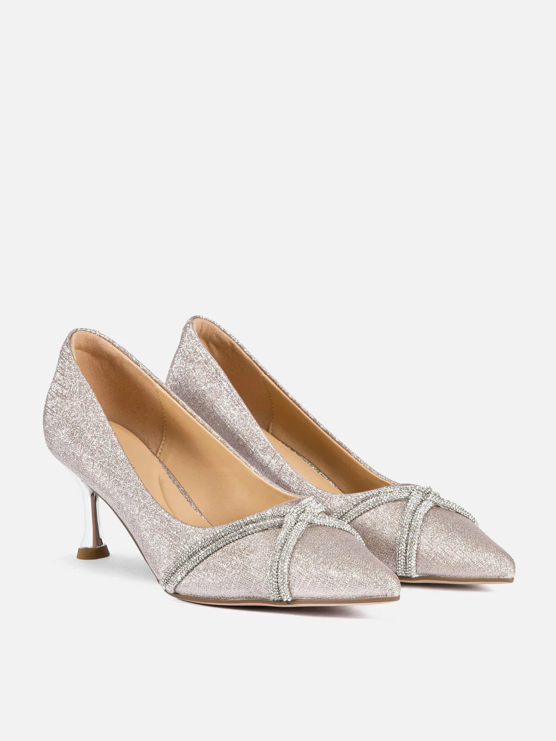 Zoravelle Crystal Embellished Glitter Heels